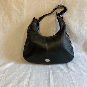 dXtouch Brand Black Leather and Swarovski Crystal Hobo Shoulder Bag